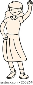 A girl dancing and waving, bringing fun and cheer to any party event