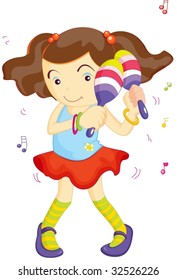 Girl dancing while shaking maracas