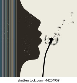 267 Face blowing flowers silhouette Images, Stock Photos & Vectors ...