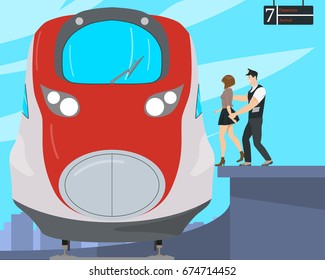 The girl decided to commit suicide but the watchful guard did not let her do it. Vector illustration