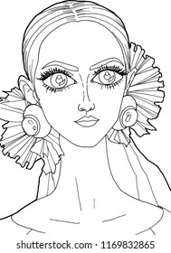 The girl with a decoration on her head black and white 16