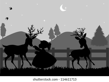 Girl and deer
