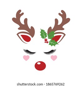 Vector Illustration Reindeer Faces Santa Clause Stock Vector (Royalty ...