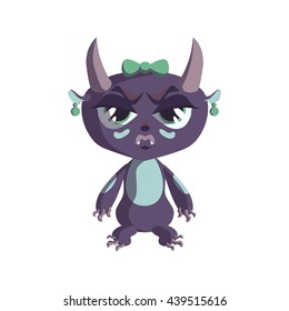 Girl demon cartoon character. Vector illustration on white background.