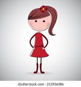 girl design over gray background vector illustration