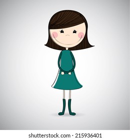 girl design over gray background vector illustration