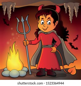 Girl in devil costume image 2 - eps10 vector illustration.