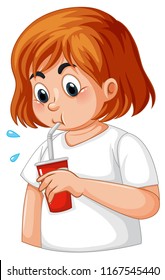 Girl With Diabetes Thirsty Illustration