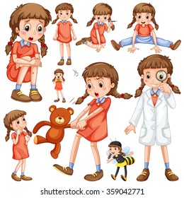 Girl in different positions illustration