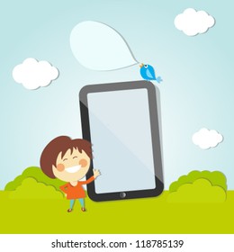 Girl with digital tablet