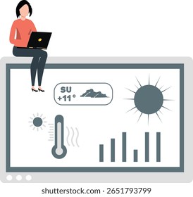 A girl diligently works on her weather project, researching, analyzing data, creating charts, and learning about meteorology.