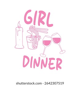 Girl Dinner-Hand Drawn Foodie t-shirt design