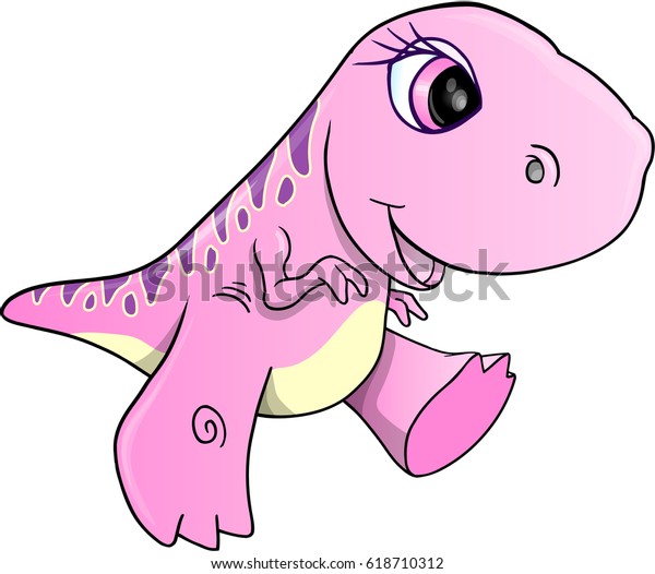 Girl Dinosaur Vector Illustration Art Stock Vector (Royalty Free) 618710312