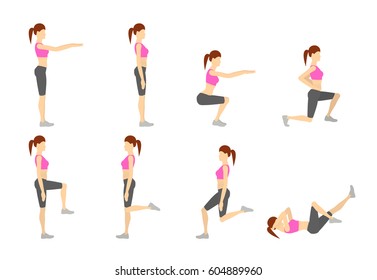 Girl Dioing Exercise on White Background Vector Illustration EPS10