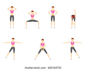 Girl Dioing Exercise on White Background Vector Illustration EPS10