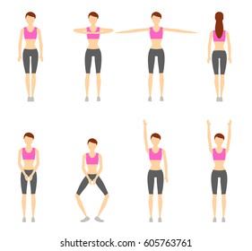 Girl Dioing Exercise on White Background Vector Illustration EPS10