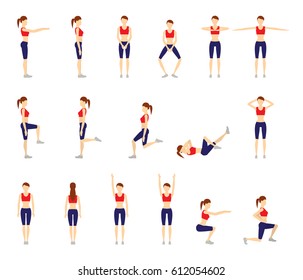 Girl Dioing Exercise on White Background Vector Illustration EPS10