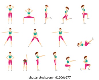 Girl Dioing Exercise on White Background Vector Illustration EPS10