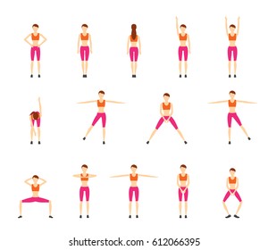 Girl Dioing Exercise on White Background Vector Illustration EPS10