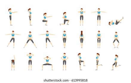 Girl Dioing Exercise on White Background Vector Illustration EPS10