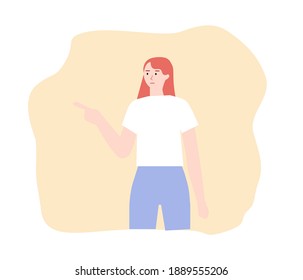 Chica dirige de un dedo a otro, un gráfico vectorial