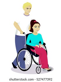 girl with disabilities in a wheelchair with boy