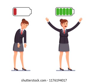 Girl is discharged and charged with energy throughout the day. Decoration for greeting cards, posters, patches, prints for clothes, emblems. Modern flat style illustration.