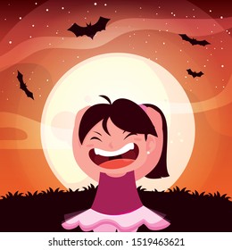 girl disguise in scene of halloween