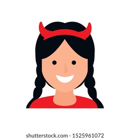 girl disguised devil avatar character vector illustration design