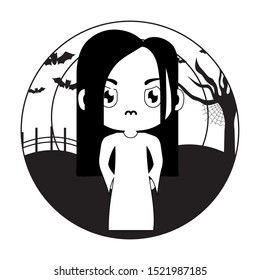 girl disguised as a zombie vector illustration design