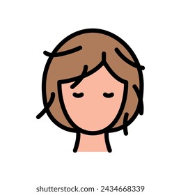 Icône de fille à l'aquarelle dissimulée. Image vectorielle isolée dessin simple.