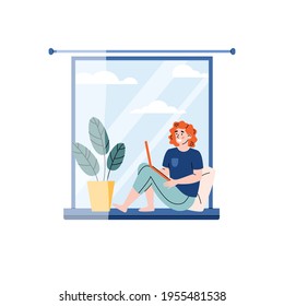 Girl distance work freelance, studying or communicate on laptop via internet.