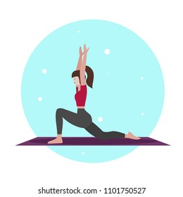 Girl do asana from yoga. Vector illustration.