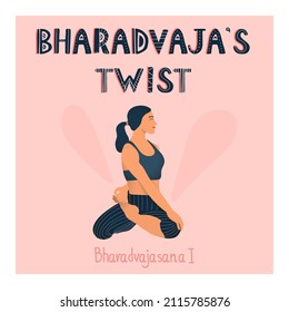 Girl do bharadvaja's twist yoga pose.