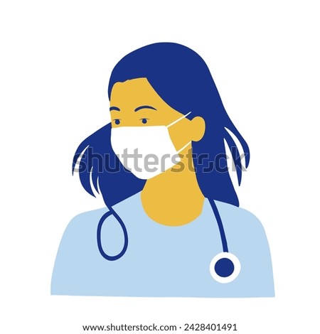 Girl doctor in a mask. Vector illustration