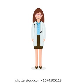 A girl doctor. Professional. Isolated, vector illustration.