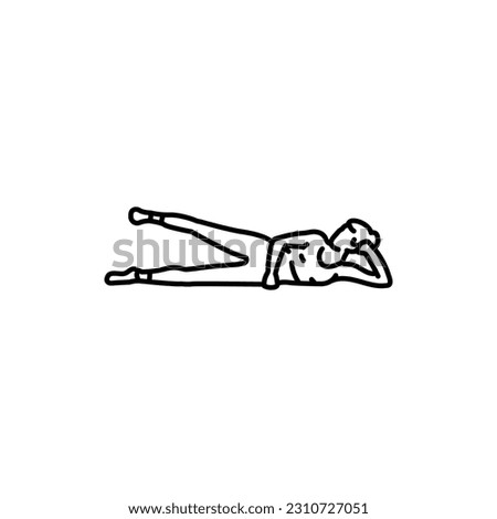 Girl does exercise on the buttocks legs and buttocks black line icon. Pictogram for web page, mobile app, promo.