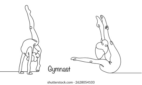 A menina faz ginástica, realizando vários exercícios. Ela tem boa flexibilidade e coordenação de movimentos. Um sistema de exercícios físicos para fortalecer a saúde.