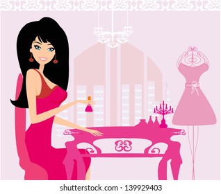 girl does a manicure