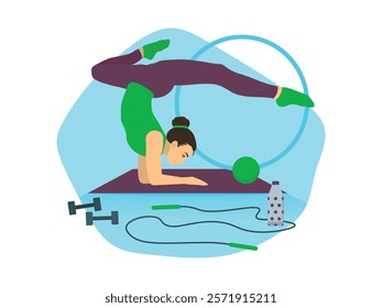 girl does sports, fitness, gymnastics, strength training, handstand, cardio machine, trainer, sports, gymnastics, fitness, girl in the lotus position, yoga