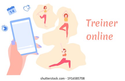 Girl does warm-up at home, a vector chart