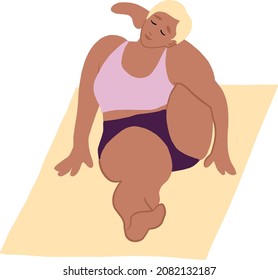 Una chica hace yoga. Dibujo vectorial plano