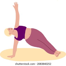 Una chica hace yoga. Dibujo vectorial plano