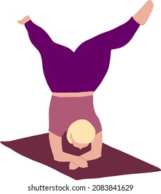 A girl does yoga. Flat vector drawing