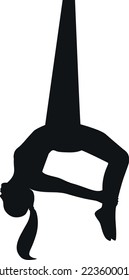 girl does yoga in hammocks. Stretching exercises. inverted yoga pose in a hammock. Anti-gravity relaxation and aerial yoga classes. Sport healthy lifestyle and fitness workout. yoga in hammocks