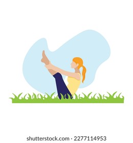 Girl does yoga.Girl and sport.Yoga asanas.Illustration with a girl.Yoga and sport.