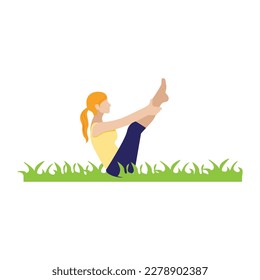 Girl does yoga.Girl and sport.Yoga asanas.Illustration with a girl.Yoga and sport.