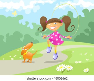 girl with dog