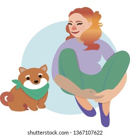 Girl with dog. Best friend