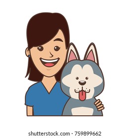 Girl with dog cartoon